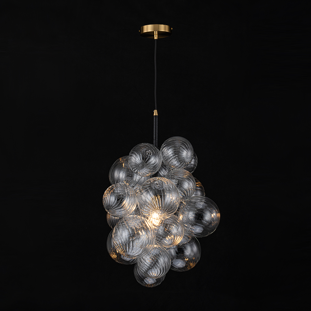 Modern Minimalist Cluster Grape Style Ribbed Glass Chandelier Pendant Light for Dining Room/ Living Room/ Kid's Bedroom