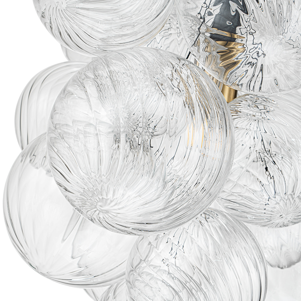 Modern Minimalist Cluster Grape Style Ribbed Glass Chandelier Pendant Light for Dining Room/ Living Room/ Kid's Bedroom