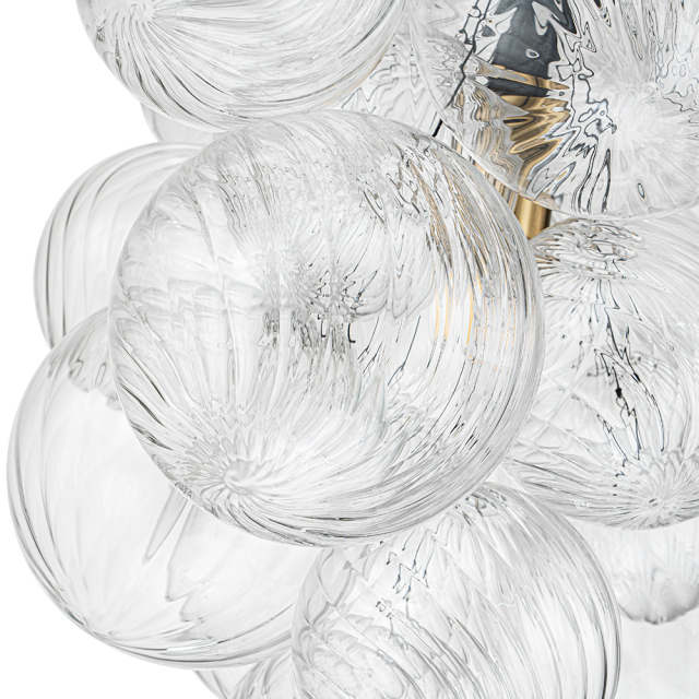 Modern Minimalist Cluster Grape Style Ribbed Glass Chandelier Pendant Light for Dining Room/ Living Room/ Kid's Bedroom