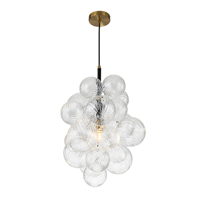 Modern Minimalist Cluster Grape Style Ribbed Glass Chandelier Pendant Light for Dining Room/ Living Room/ Kid's Bedroom