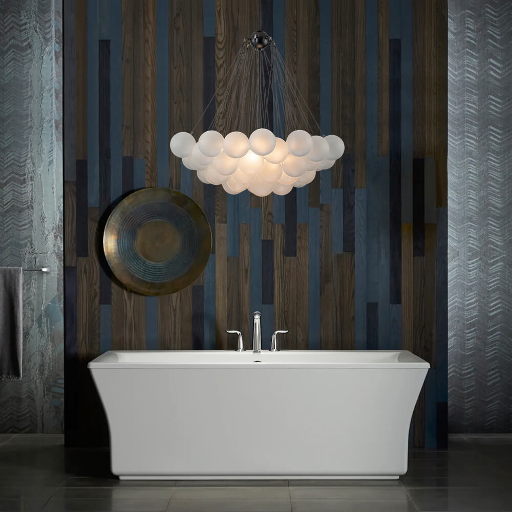Modern Frosted Globe Bubble Chandelier Cluster Glass Ball Pendant Light Fixture for Dining Room/ Living Room