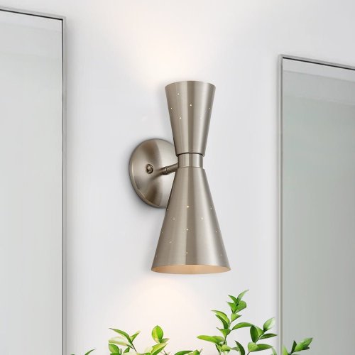 Mid-Century Modern Starry Hourglass 2-Light Mcm Wall Sconces in Silver/ Brass+Silver Finish for Bedroom/Living Room/Bathroom