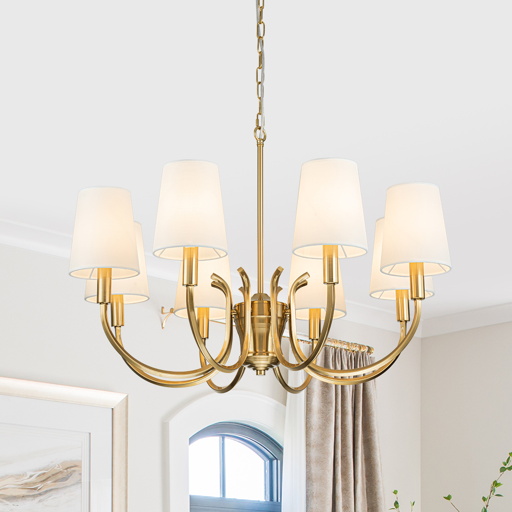 Mid-century Modern Empire Chandelier Sputnik Curved Arms Hanging Light in Cone Shades for Living Room Kitchen Island