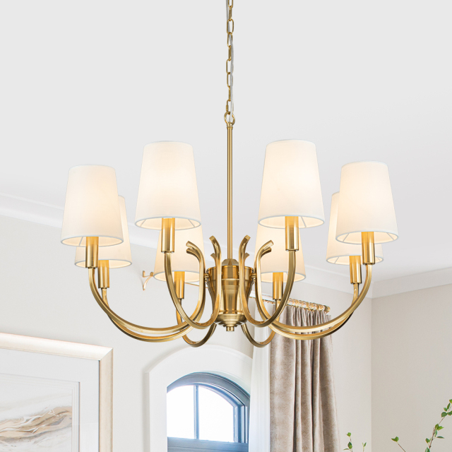 Mid-century Modern Empire Chandelier Sputnik Curved Arms Hanging Light in Cone Shades for Living Room Kitchen Island