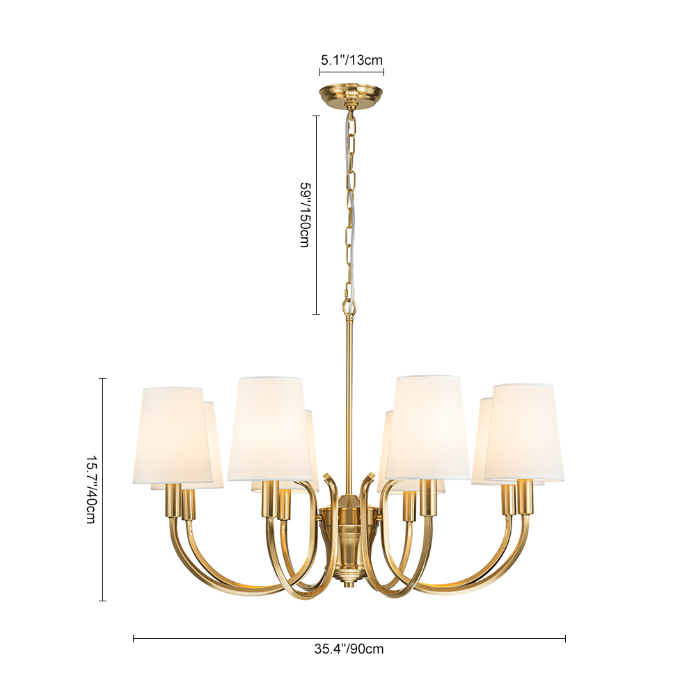 Mid-century Modern Empire Chandelier Sputnik Curved Arms Hanging Light in Cone Shades for Living Room Kitchen Island