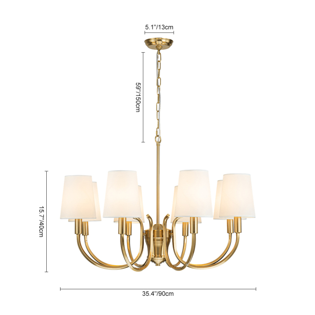 Mid-century Modern Empire Chandelier Sputnik Curved Arms Hanging Light in Cone Shades for Living Room Kitchen Island
