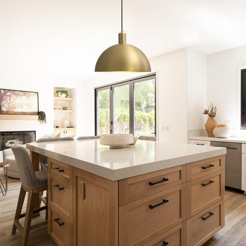 Mid-Century Modern Brass Dome Hanging Decorative Pendant Ceiling Light for Kitchen Island and Dining Room