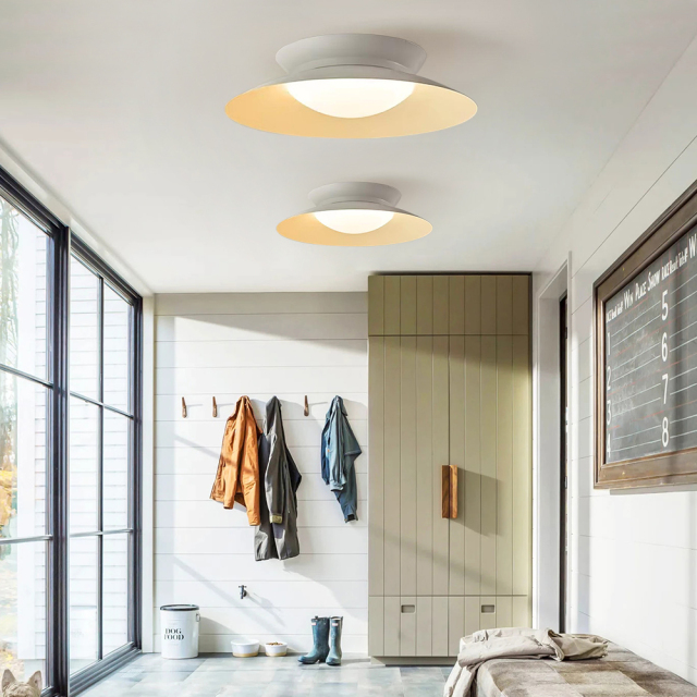 Modern Geometric Saucer Bowl LED Flush Mount Ceiling Light For Living Room Hallway Home Office