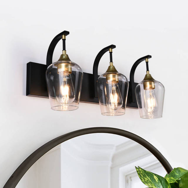 Modern Black Wine Glass Wall Sconces Wall Lights Over Mirror Bathroom Vanity Light for Entryway/ Living Room/ Bedroom