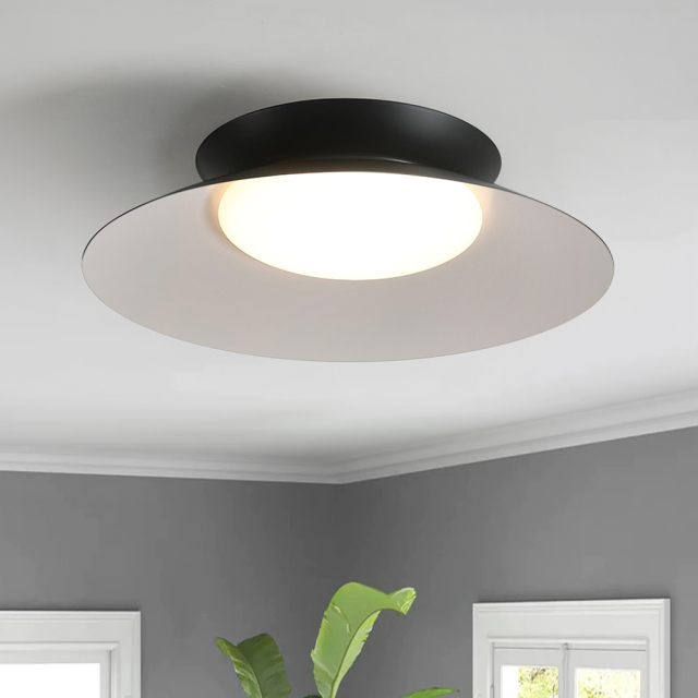 Modern Geometric Saucer Bowl LED Flush Mount Ceiling Light For Living Room Hallway Home Office