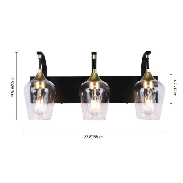 Modern Black Wine Glass Wall Sconces Wall Lights Over Mirror Bathroom Vanity Light for Entryway/ Living Room/ Bedroom