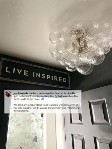 Glam Modern Cluster Glass Bubble Semi Flush Mount Sputnik Ceiling Chandelier for Bedroom Dining Room Living Room