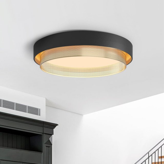 Minimalist Modern Circular Round Shape LED Hollow Flush Mount Ceiling Light for Living Room Hallway Home Office