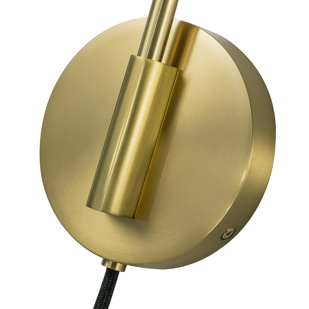 Adjustable Modern Contemporary Brass Black Swing Arm Wall Sconce for Bedroom Bedside Living Room