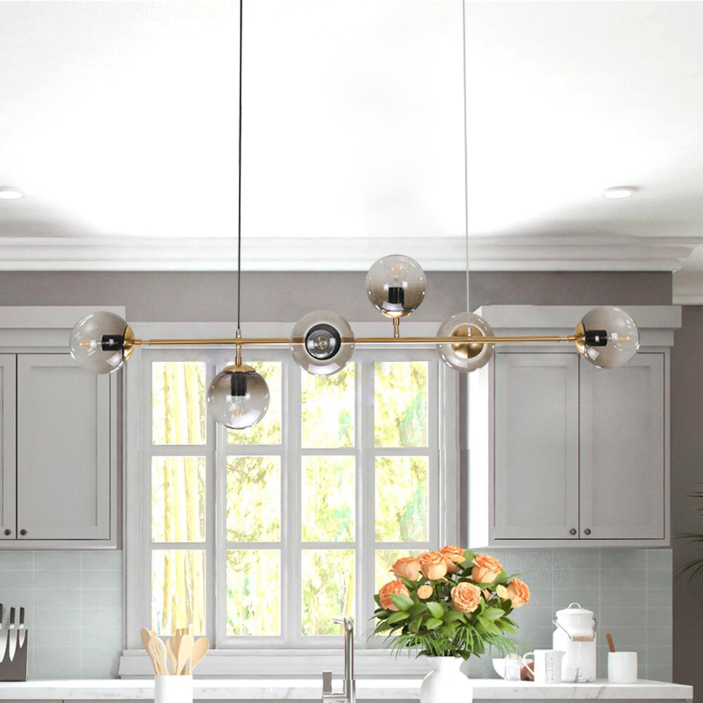 6-Light Linear Glass Globe Chandelier