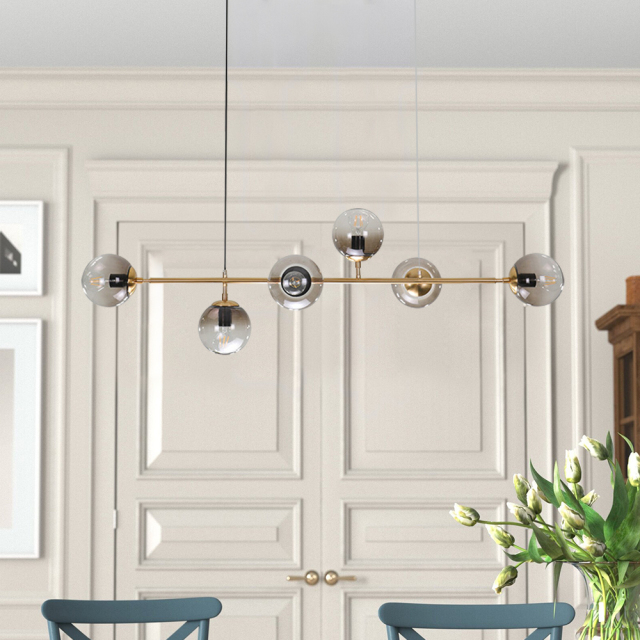 6-Light Linear Glass Globe Chandelier
