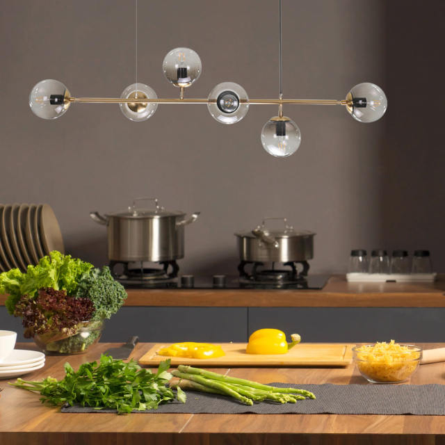 6-Light Linear Glass Globe Chandelier