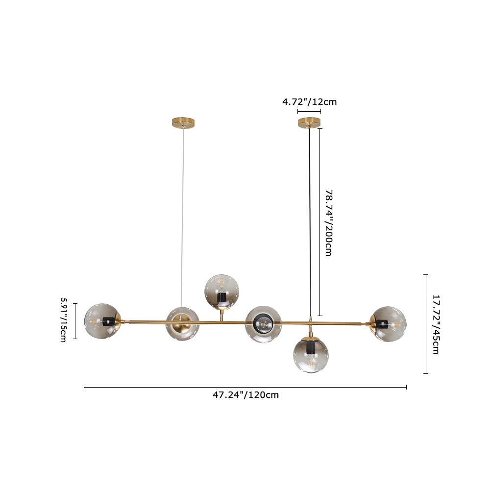 6-Light Linear Glass Globe Chandelier