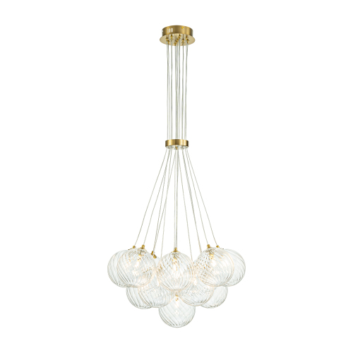 13- Light Modern Cluster Ribbed Clear Glass Bubble Chandelier