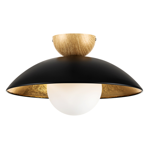 Modern Round LED Flush Mount Ceiling Light in Wood Grain Finish