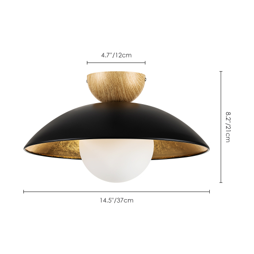 Modern Round LED Flush Mount Ceiling Light in Wood Grain Finish