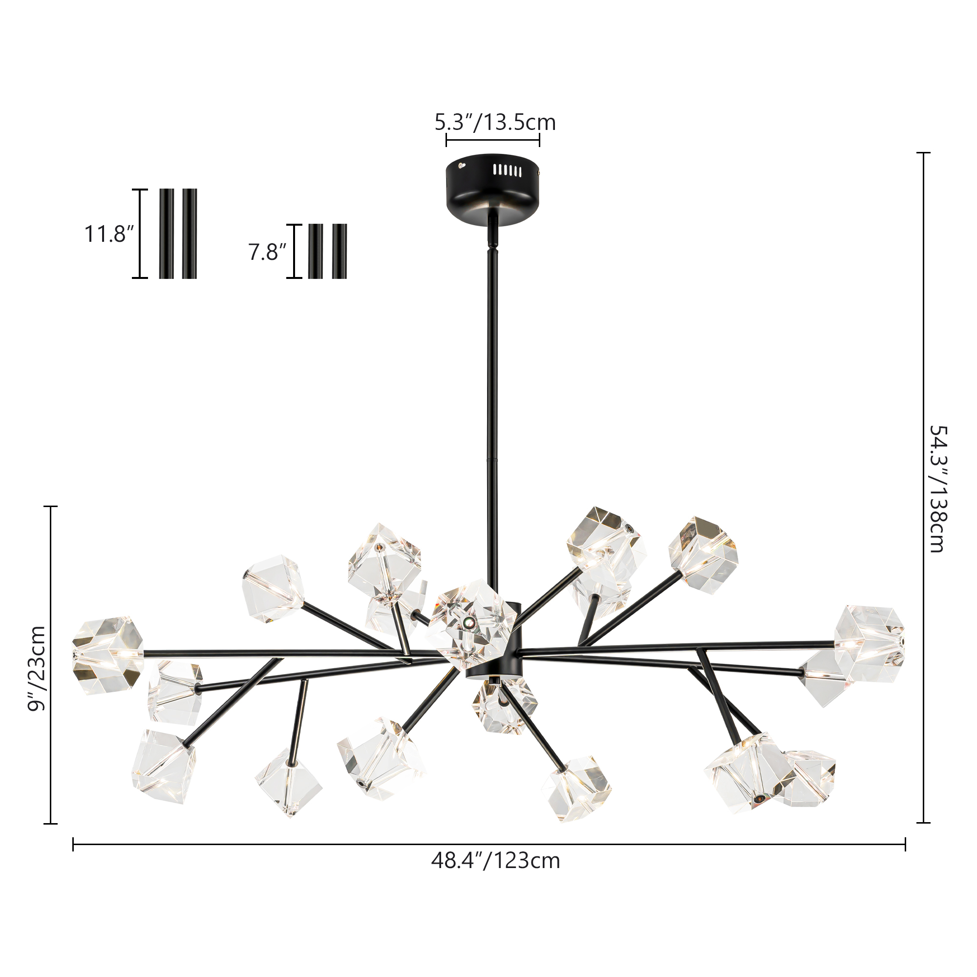 18 Light Glam Modern Linear Clear Crystal Chandelier