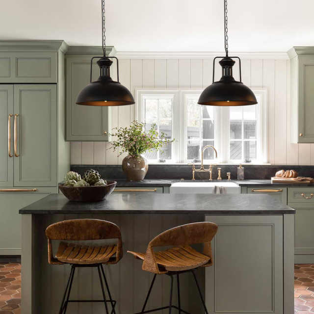 Industrial 1 Light Dome Kitchen Island Pendant Light