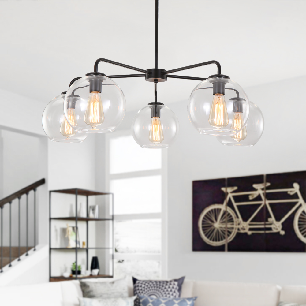 Modern Mid-Century 5-Lights Sputnik Glass Globe Chandelier for Dining Room/Living Room/Bedroom/Restaurant