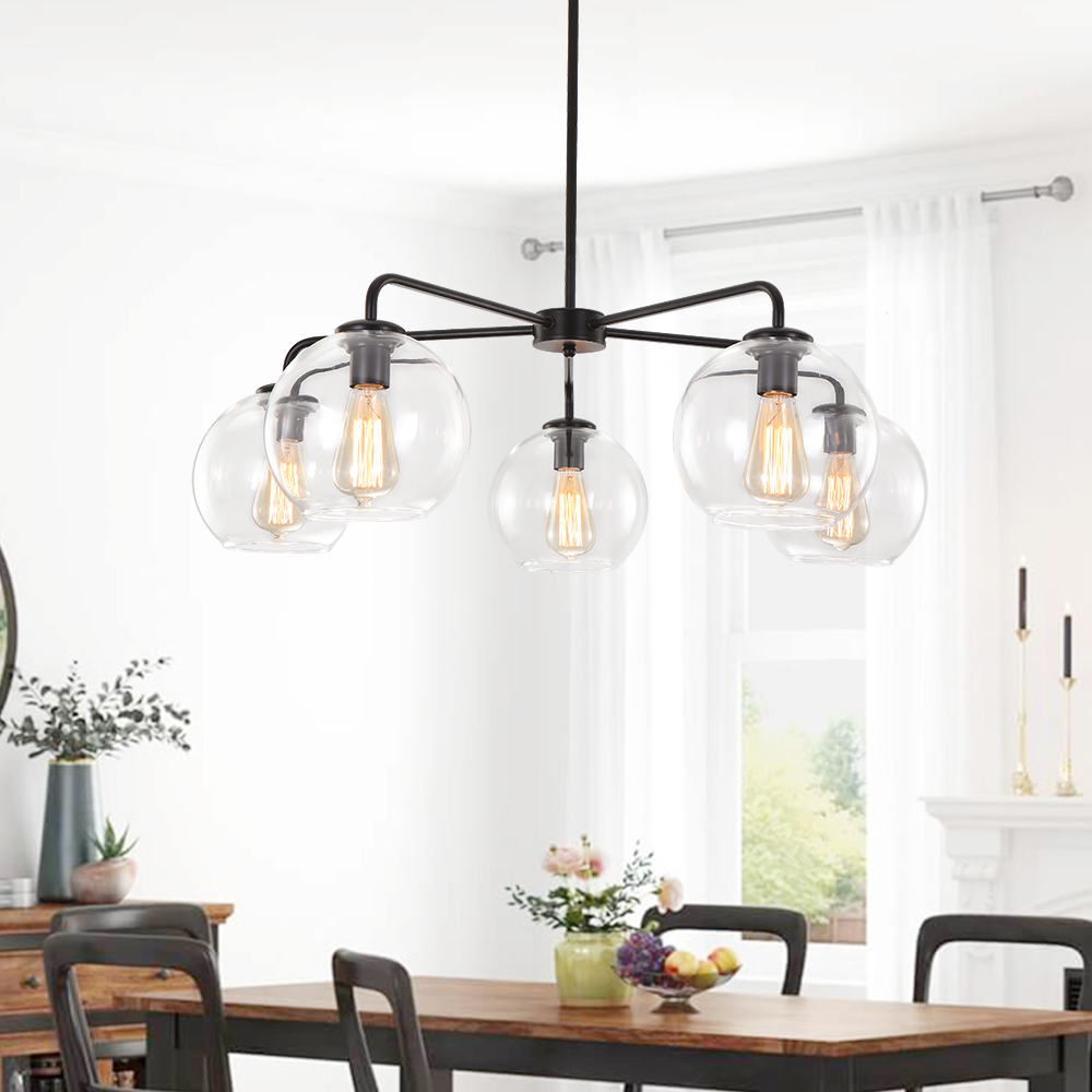 Modern Mid-Century 5-Lights Sputnik Glass Globe Chandelier for Dining Room/Living Room/Bedroom/Restaurant