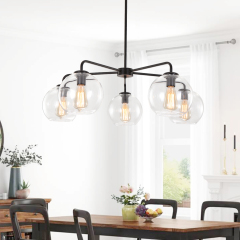 Modern Mid-Century 5-Lights Sputnik Glass Bubble Chandelier for Dining Room/Living Room/Bedroom/Restaurant