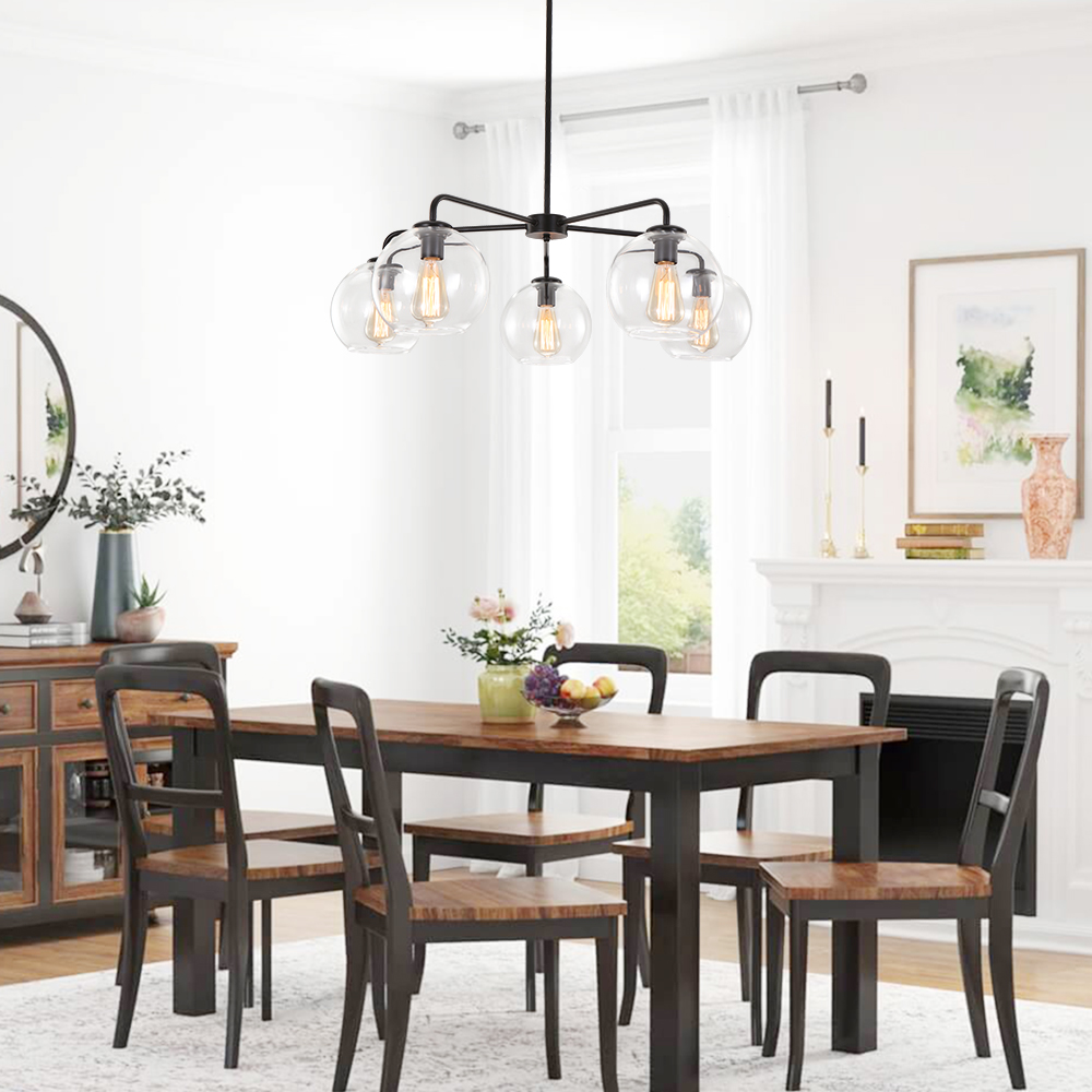 Modern Mid-Century 5-Lights Sputnik Glass Globe Chandelier for Dining Room/Living Room/Bedroom/Restaurant