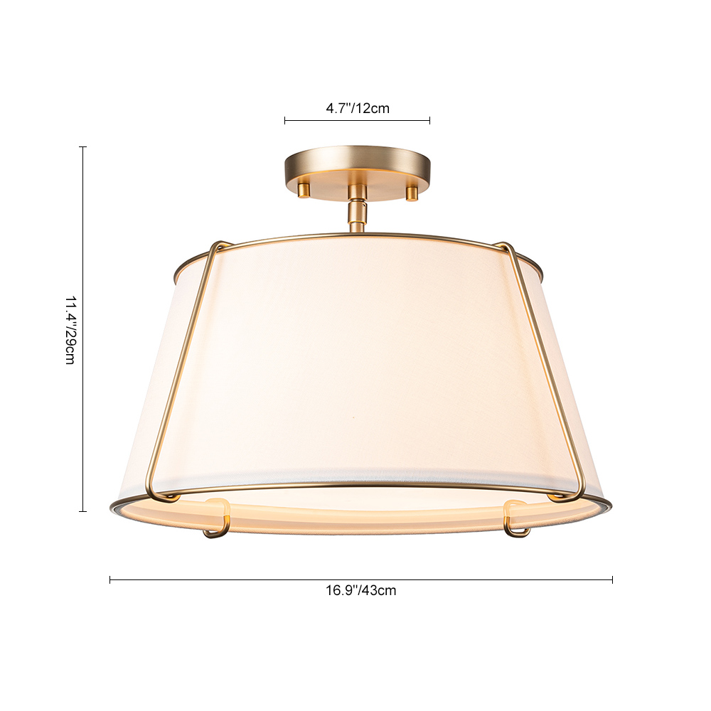 4-Light Linen Tapered Drum Semi Flush Mount