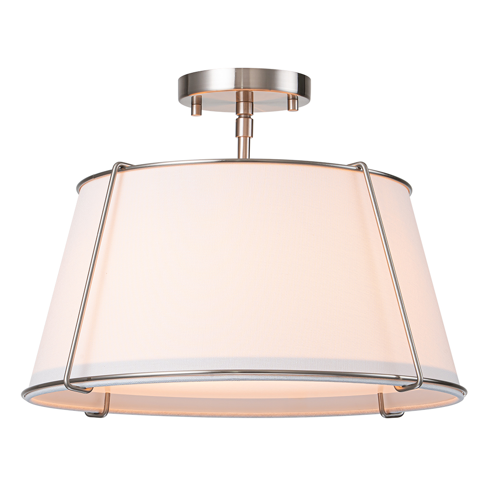 4-Light Linen Tapered Drum Semi Flush Mount