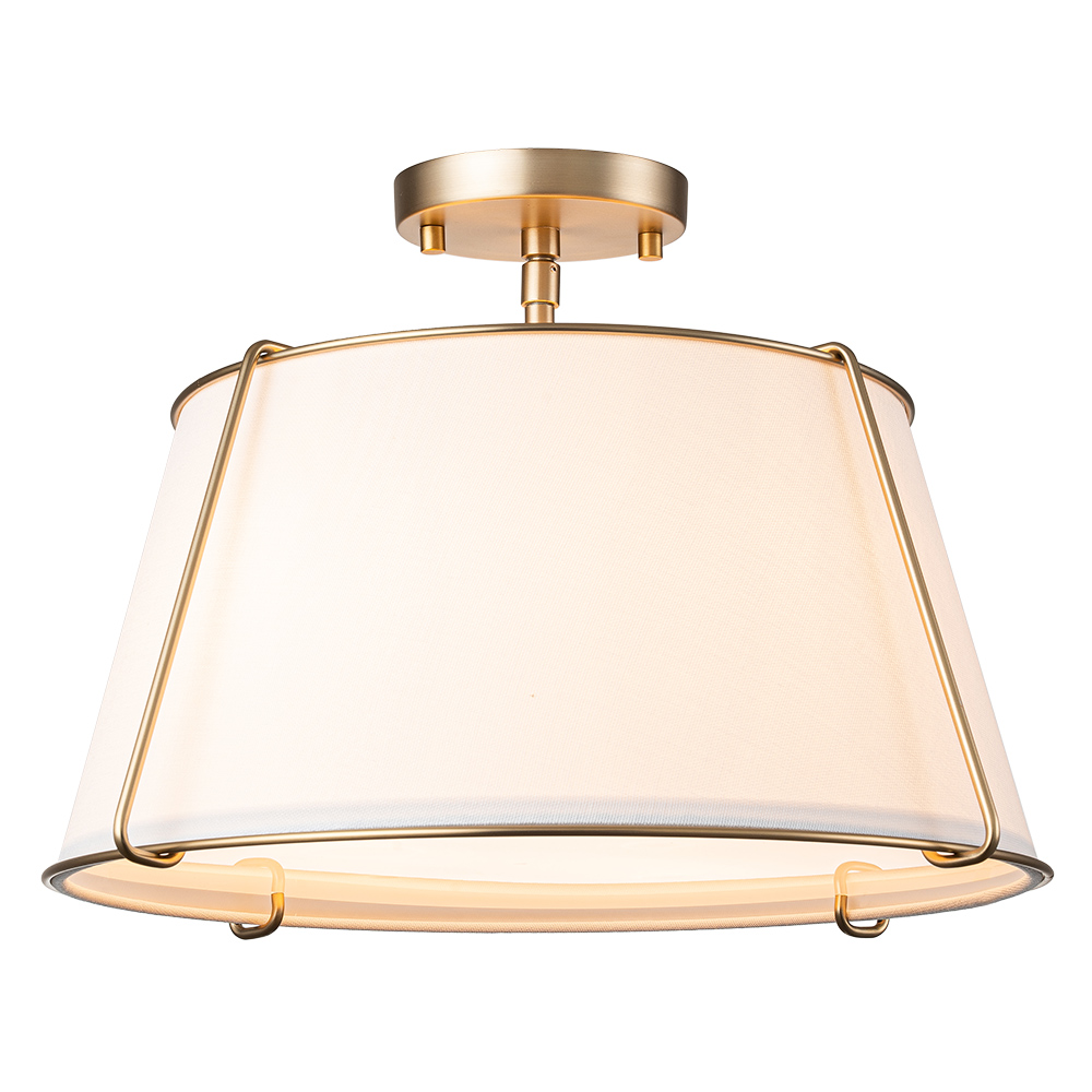 4-Light Linen Tapered Drum Semi Flush Mount