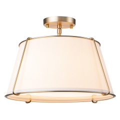 4-Light Linen Tapered Drum Semi Flush Mount