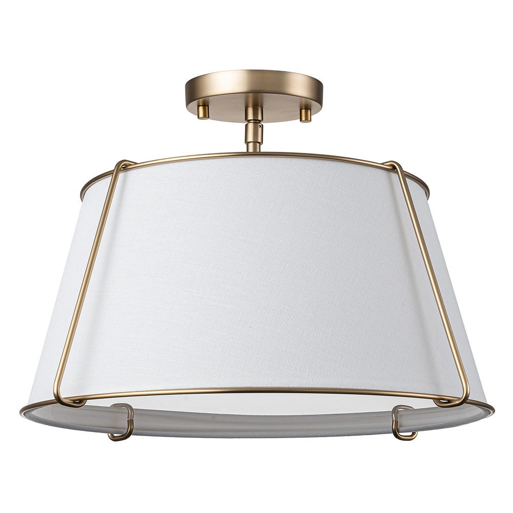 4-Light Linen Tapered Drum Semi Flush Mount