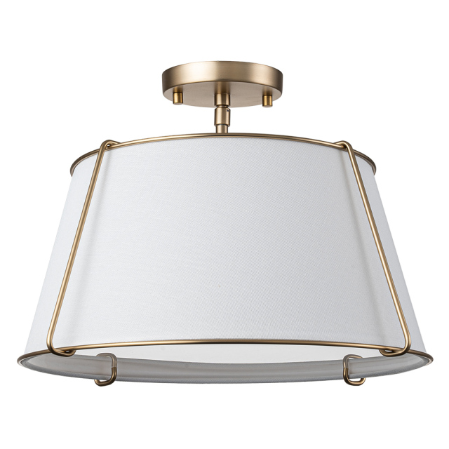 4-Light Linen Tapered Drum Semi Flush Mount