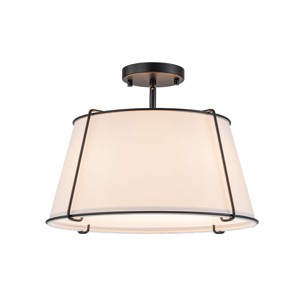 4-Light Linen Tapered Drum Semi Flush Mount