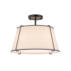 4-Light Linen Tapered Drum Semi Flush Mount