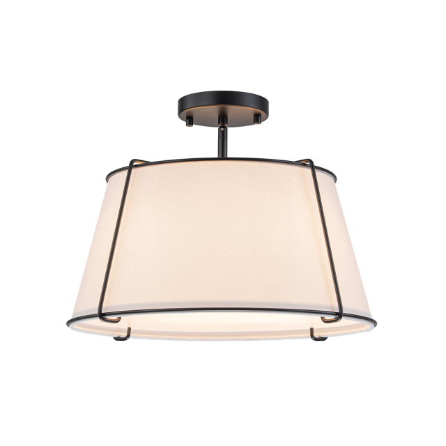 4-Light Linen Tapered Drum Semi Flush Mount