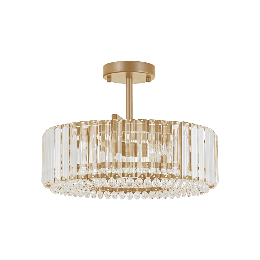 4-Light Crystal Drum Semi Flush Mount