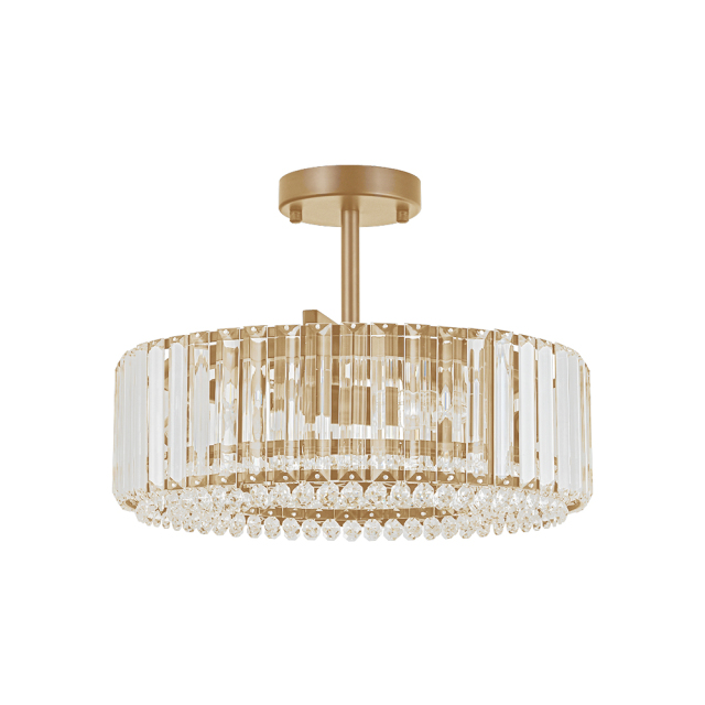 4-Light Crystal Drum Semi Flush Mount