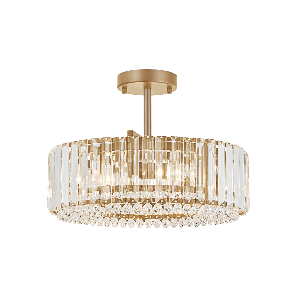 4-Light Crystal Drum Semi Flush Mount