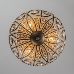 Decorative Modern Roman Style 3-Light Flush Mount Chandelier with Crystal Glass Beads for Study Room Dining Room Bedside