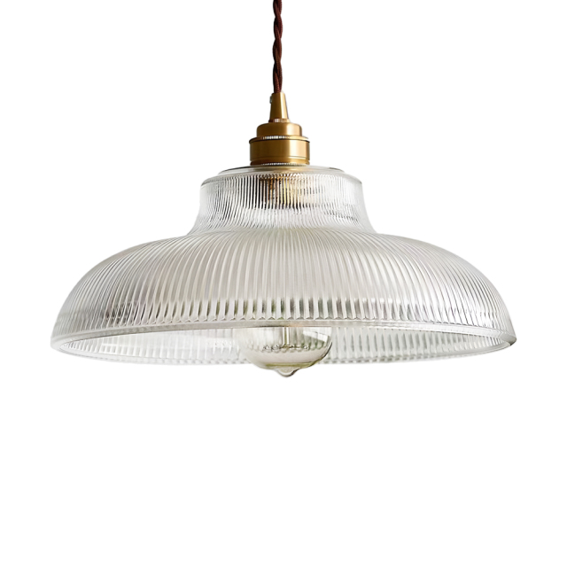 Modern Farmhouse 1-Light Wide Edge Ribbed Dome Shape Glass Pendant Light