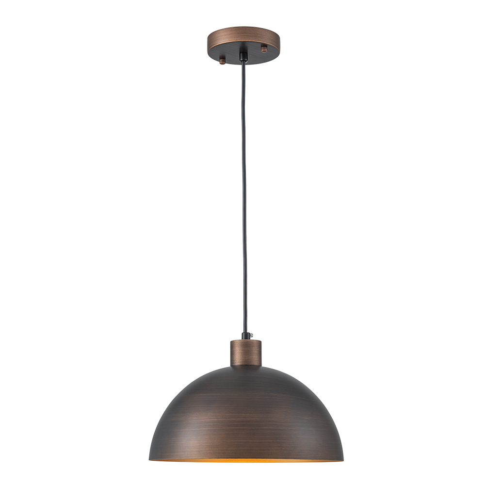 Mid-Century Modern 11 4/5" Brass Dome Overhead  Pendant Light for Kitchen Island and Dining Room
