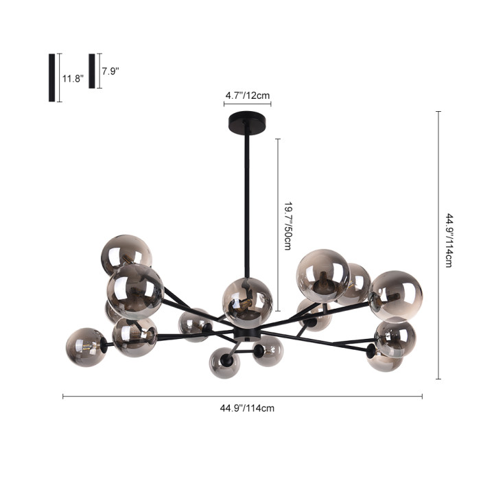 Mid-Century 15-Light Glass Bubble Chandelier