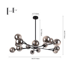 Contemporary Modern 15-Light Branching Modo Globe Bubble Chandelier for Living Room Dining Room