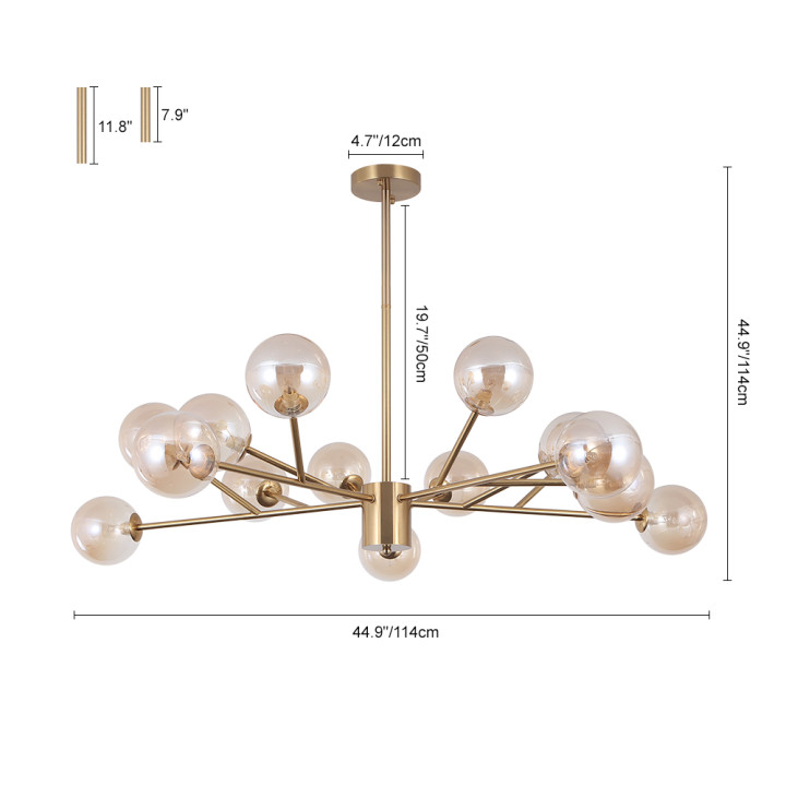 Mid-Century 15-Light Glass Bubble Chandelier