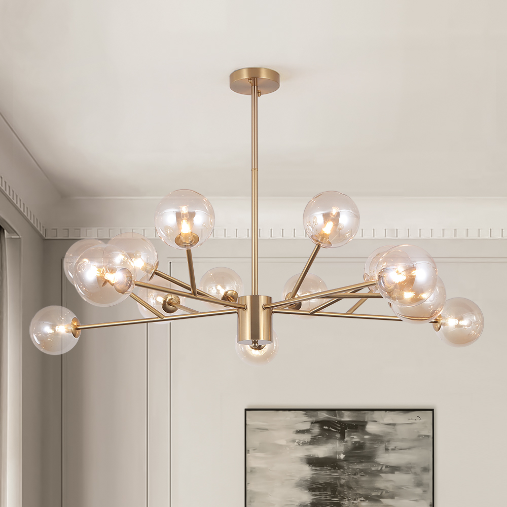 Mid-Century 15-Light Glass Bubble Chandelier